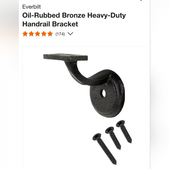 Everbuilt Heavy Duty Handrail Bracket in Oil-rubbed Bronze Set of 2 - Picture 1 of 4